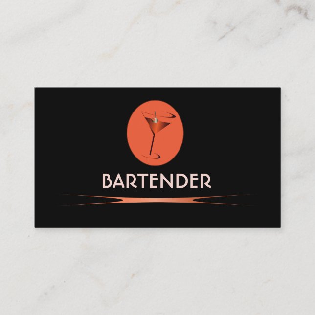 Röda bartender-affärskort för logotyp visitkort (Framsida)