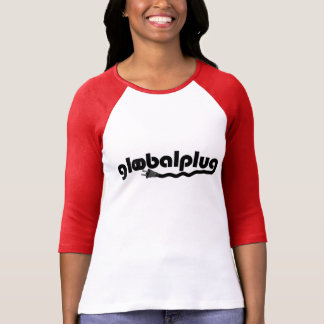 röda Baseball-Tkvinna för globalplug svart design T-shirt