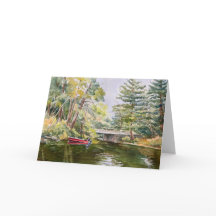 Röda båtar i bergsfärgen Sjö