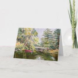 Röda båtar i bergsfärgen Sjö Tack Kort