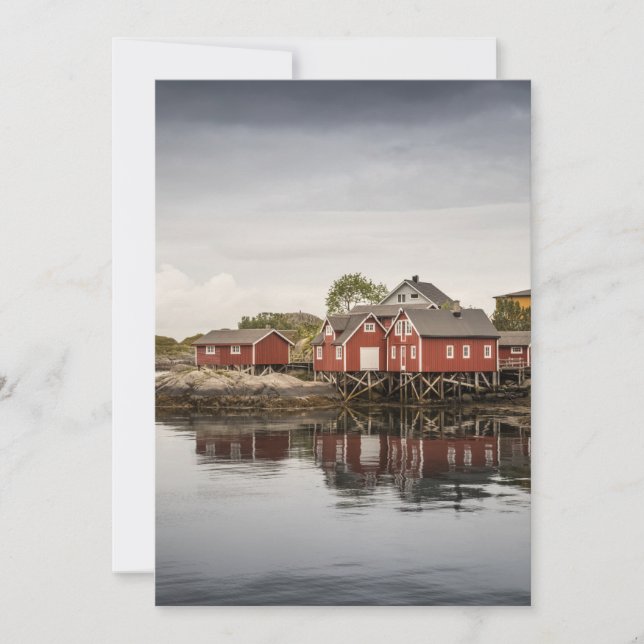 Röda båthus i Norge Card Tack Kort (Framsida)