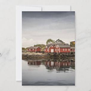 Röda båthus i Norge Card Tack Kort