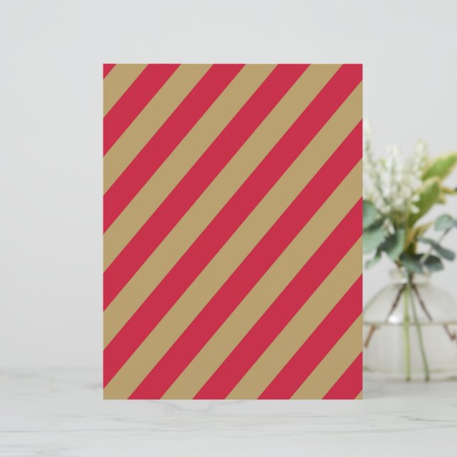 Röda & Beige diagonala randiga scrapbookpapper (Stående Fram)
