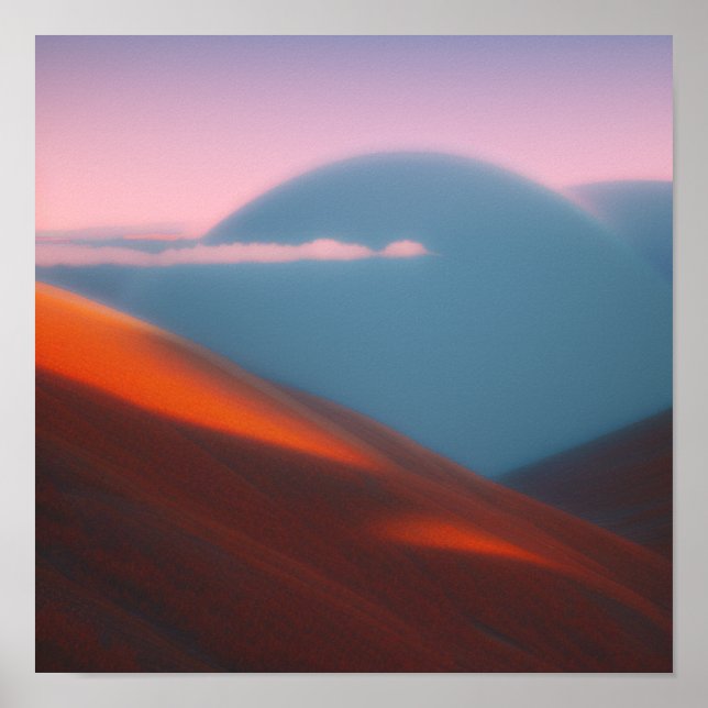 Röda berget i molnen Poster (Framsidan)