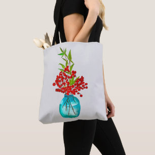 Röda berries vattenfärgskonst tygkasse