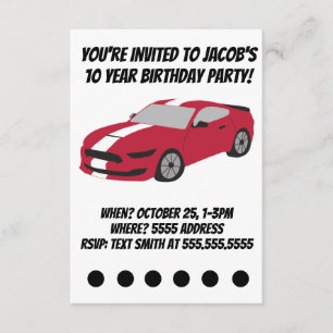 Röda bilpojkar/manar födelsedagskort inbjudningar
