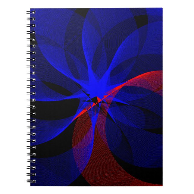 Röda Blå Accent Geometrisk Spiral Anteckningsbok (Framsidan)