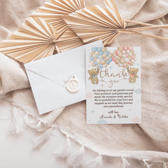 Röda Blå Ballonger Kön Uppgift Tack Kort (Skapare uppladdad)