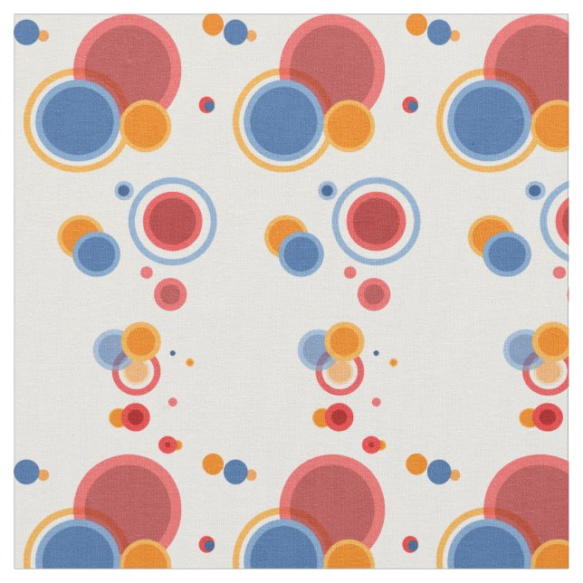 Röda blå cirklar polka dots Geometric mönster Tyg (Närbild)