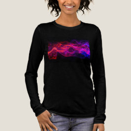 Röda + Blå Flammor på en Svart Långärmad Vinter T Shirt