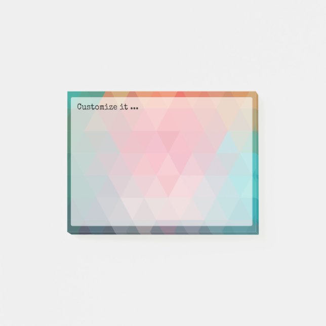 Röda blå geometriska rutor post-it block (Framsida)