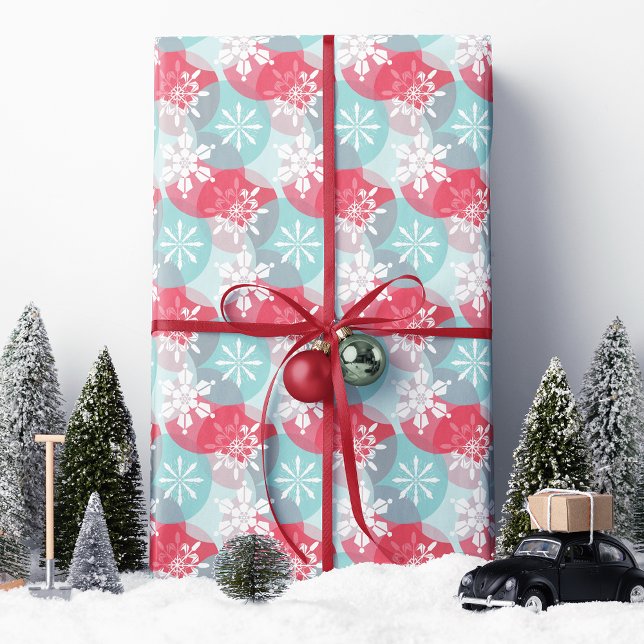 Röda Blå Julsnöflingor Presentpapper (Skapare uppladdad)