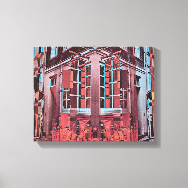 Röda blå Köpenhamnskvot reflekterar digital konst Canvastryck (Framsida)