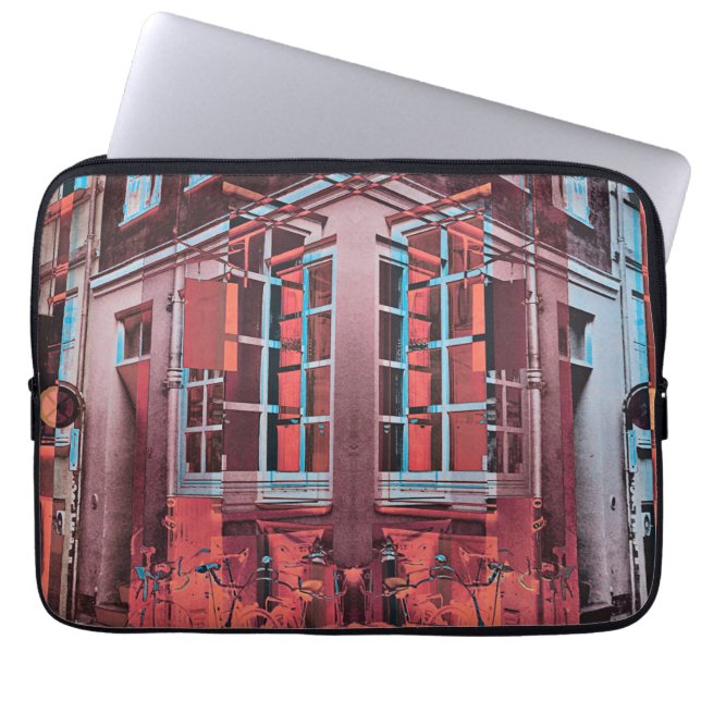 Röda blå Köpenhamnskvot reflekterar digital konst Laptop Sleeve (Framsidan)