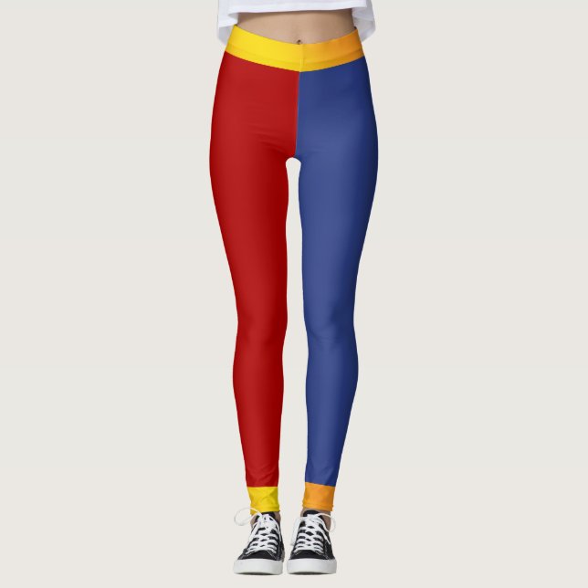 Röda Blå Orange Leggings (Framsida)