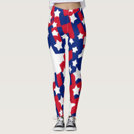 Röda & Blå Patriotiska Leggings för 4:e Juli