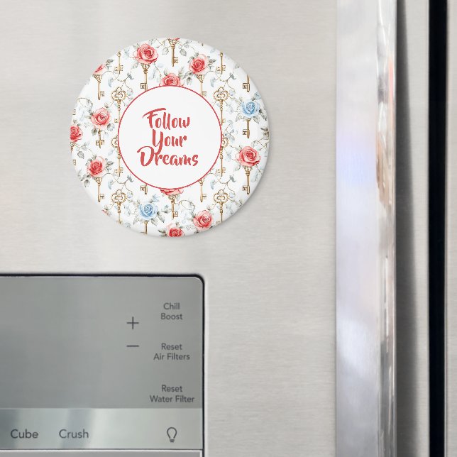 Röda Blå Rosor Guld Nycklar   Magnet (In Situ (Fridge))