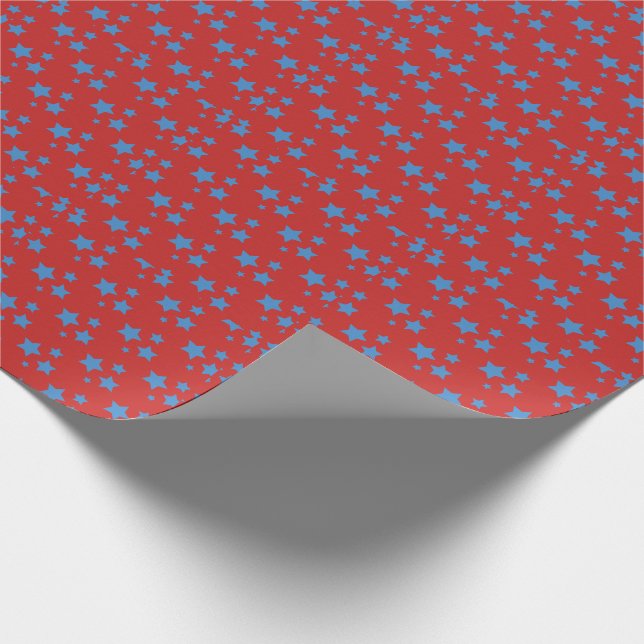 Röda blå stjärnor Modern design Papper radbrytning Presentpapper (Hörn)