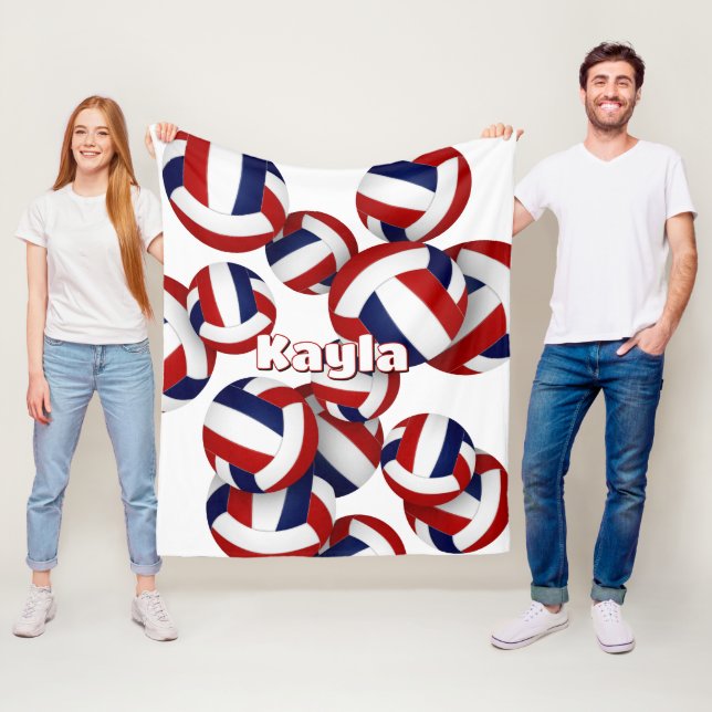 Röda blå volleybollar Flickor sportrumsdekaler Fleecefilt (På plats)