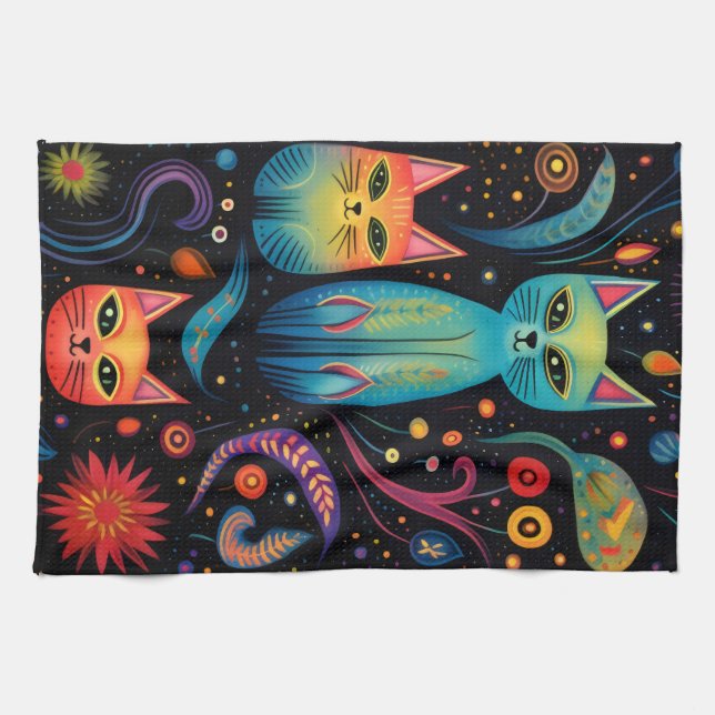 Röda blåa Gulter Kökshandduk (Horisontell)