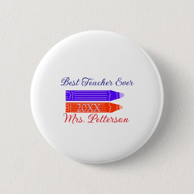 Röda blåa kritor är den bästa läraren som någonsin knapp (Framsida)