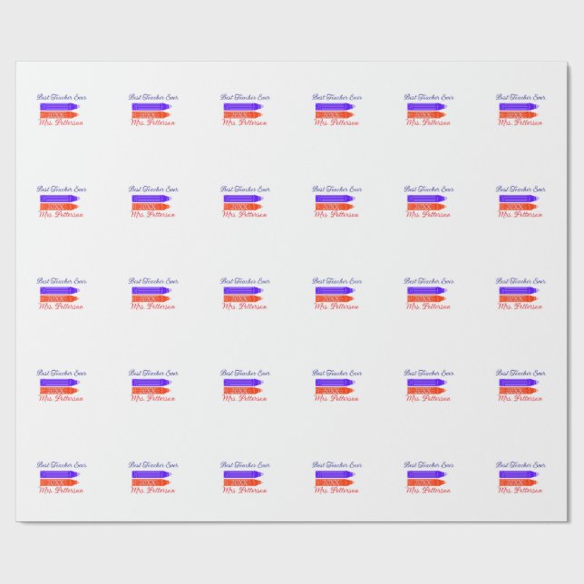 Röda blåa kritor är den bästa läraren som någonsin presentpapper (Platt)