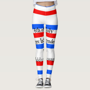 Röda blåa rand independence day 4 juli leggings