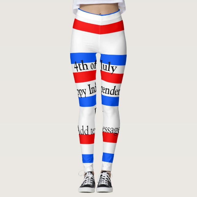 Röda blåa rand independence day 4 juli leggings (Framsida)