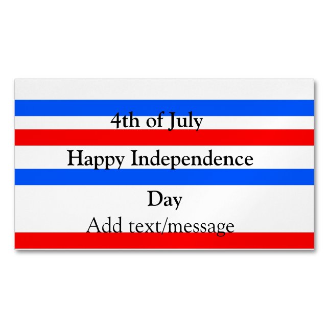 Röda blåa rand independence day 4 juli magnetiska visitkort (Framsida)