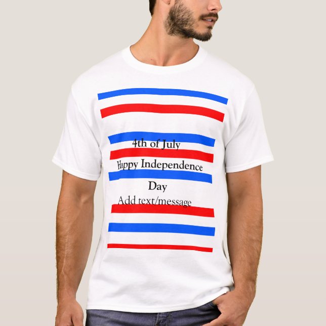 Röda blåa rand independence day 4 juli t shirt (Framsida)