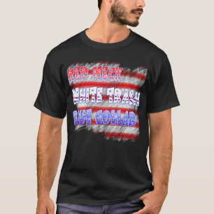 Röda blått för nackevitsopor förser med krage t-shirt