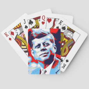 Röda blått för popkonst JFK John F. Kennedy Spelkort