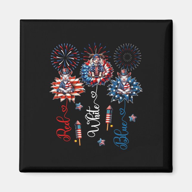 Röda blåvita tre gräddgetter Blommigten 4 juli Magnet (Framsidan)