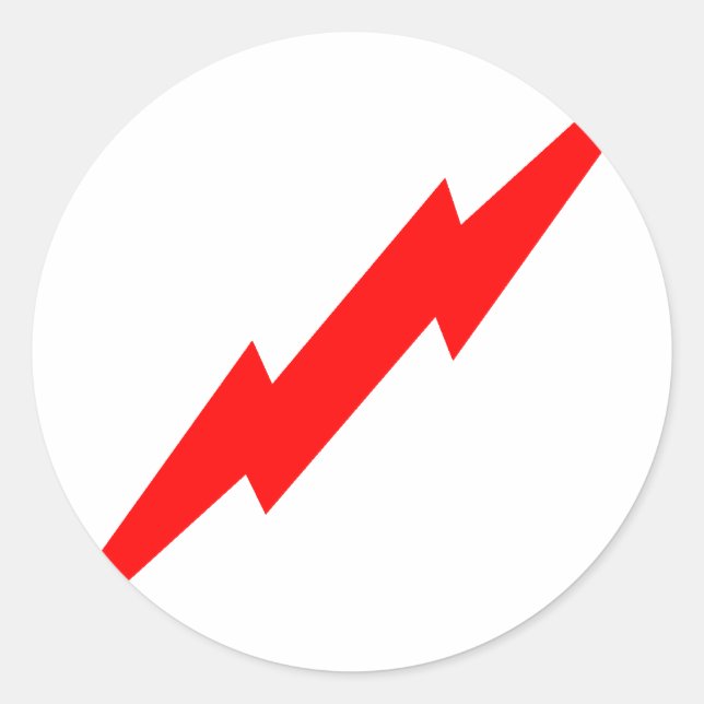 Röda blixtar runt klistermärke (Framsida)