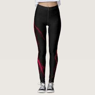 Röda blixtnedslag Strejkor Spandex Leggings