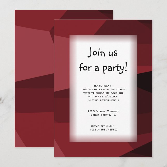 Röda blockera all Purpose Party-inbjudan Inbjudningar (Fram/baksida)