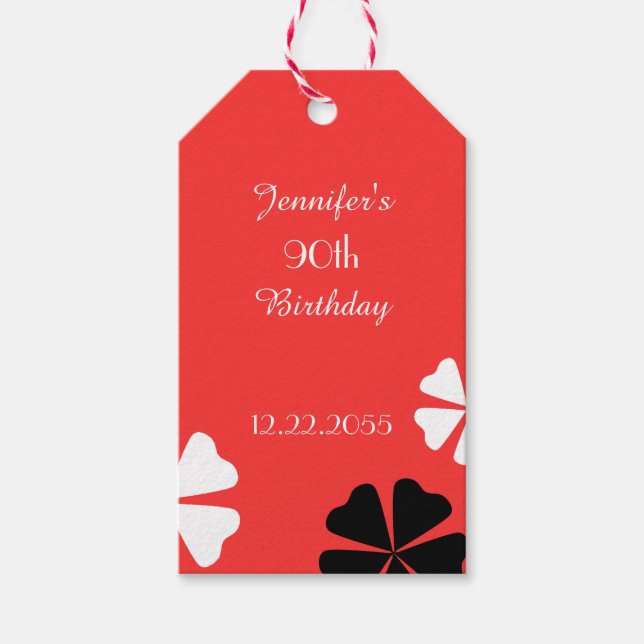 Röda blom- tackgåvamärkre, sid2 presentetikett (Framsidan)