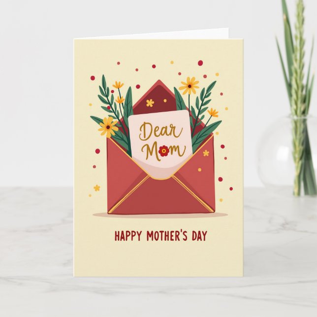 Röda Blomma Kära Mamma Kort (Framsida)