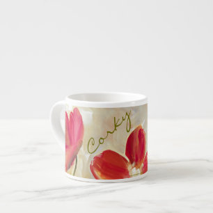 Röda blommaespressokoppar espressomugg