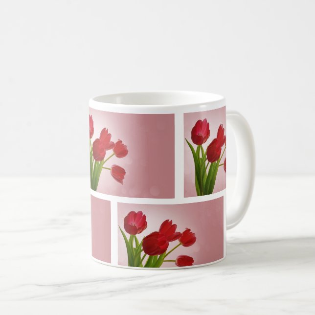 Röda Blommar - Elegantens Blommigt design Kaffemugg (Framsida höger)