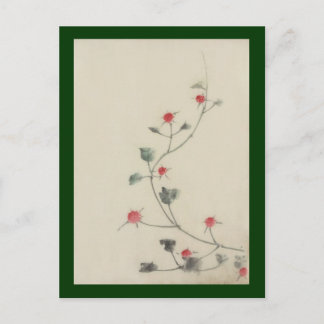 Röda Blommar på Vine Hokusai japansk finkonst Vykort