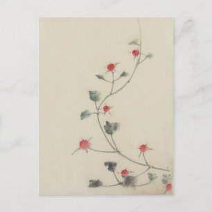 Röda Blommar på Vine Hokusai japansk finkonst Vykort