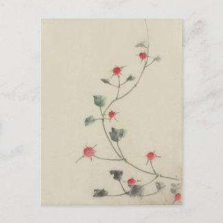Röda Blommar på Vine Hokusai japansk finkonst Vykort