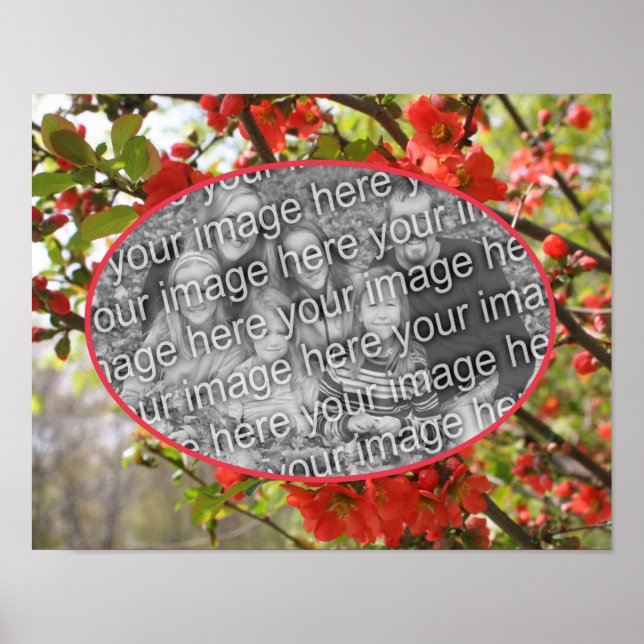 Röda Blommar Ram Skapar ditt eget foto Poster (Framsidan)