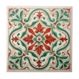 Röda Blommarna Medelhavet Kakelplatta