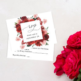 Röda blommiga RSVP med måltid OSA Kort