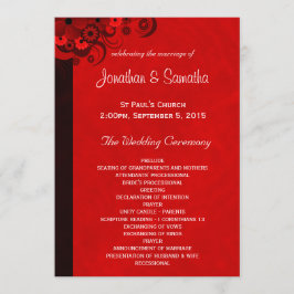 Röda Blommigtar, gotiska Bröllopsprogram, mallar