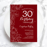 Röda Blommigten 30års födelsedag Party Inbjudningar<br><div class="desc">Röda vita Blommigten 30års födelsedag-partiets inbjudan. Minimalistisk modern design med botaniska konturaccenter från teckning och typsnitt för typgrafiska skript. Enkel inbjudan-kortsperfekt för trendig för en snyggt kvinna på dagen firande. Kan anpassas till vilken ålder som helst. Skrivna Zazzle-inbjudningar eller digital utskrivbar mall för omedelbar nedladdning.</div>