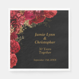 Röda Blommigten Bröllop-årsdagen Pappersservett