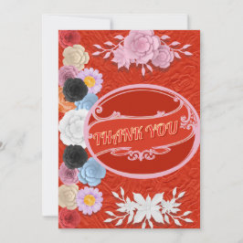 Röda Blommigten Struktur Tack Bröllop Inbjudningar